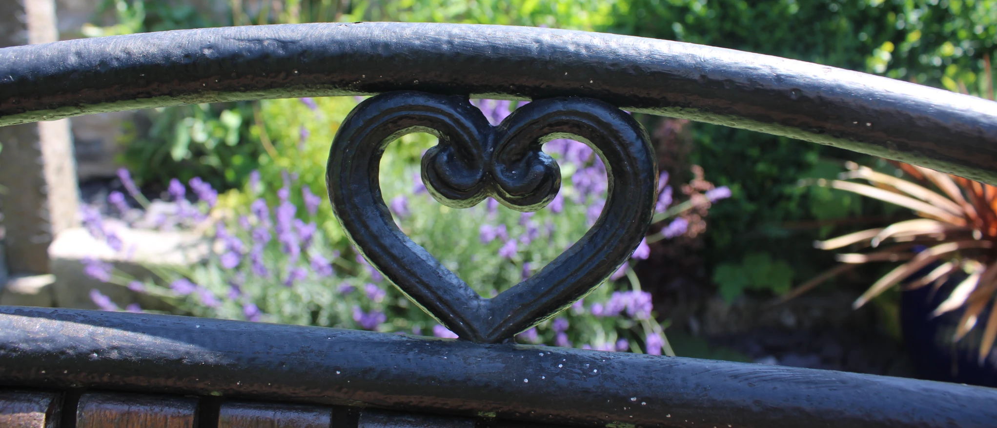 Heart detail on a garden chair at Kibble Cottage